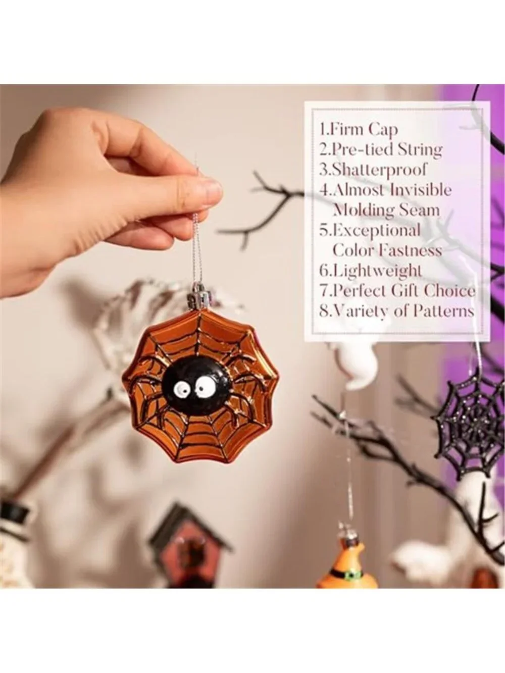 Madelyn Halloween Tree Decorations Shatterproof Ornament Indoor 12ct